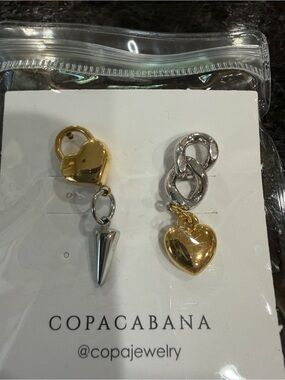 COPACABANA Gold & Silver Heart Drop Earrings
